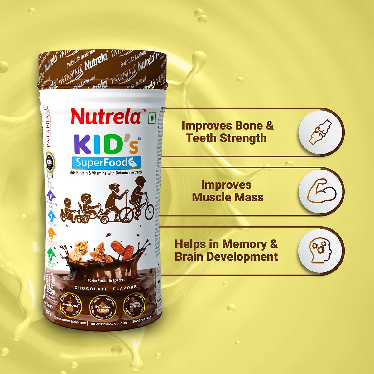 PATANJALI Nutrela Kid’s SuperFood Nutrition Drink (400g) Chocolate Flavored