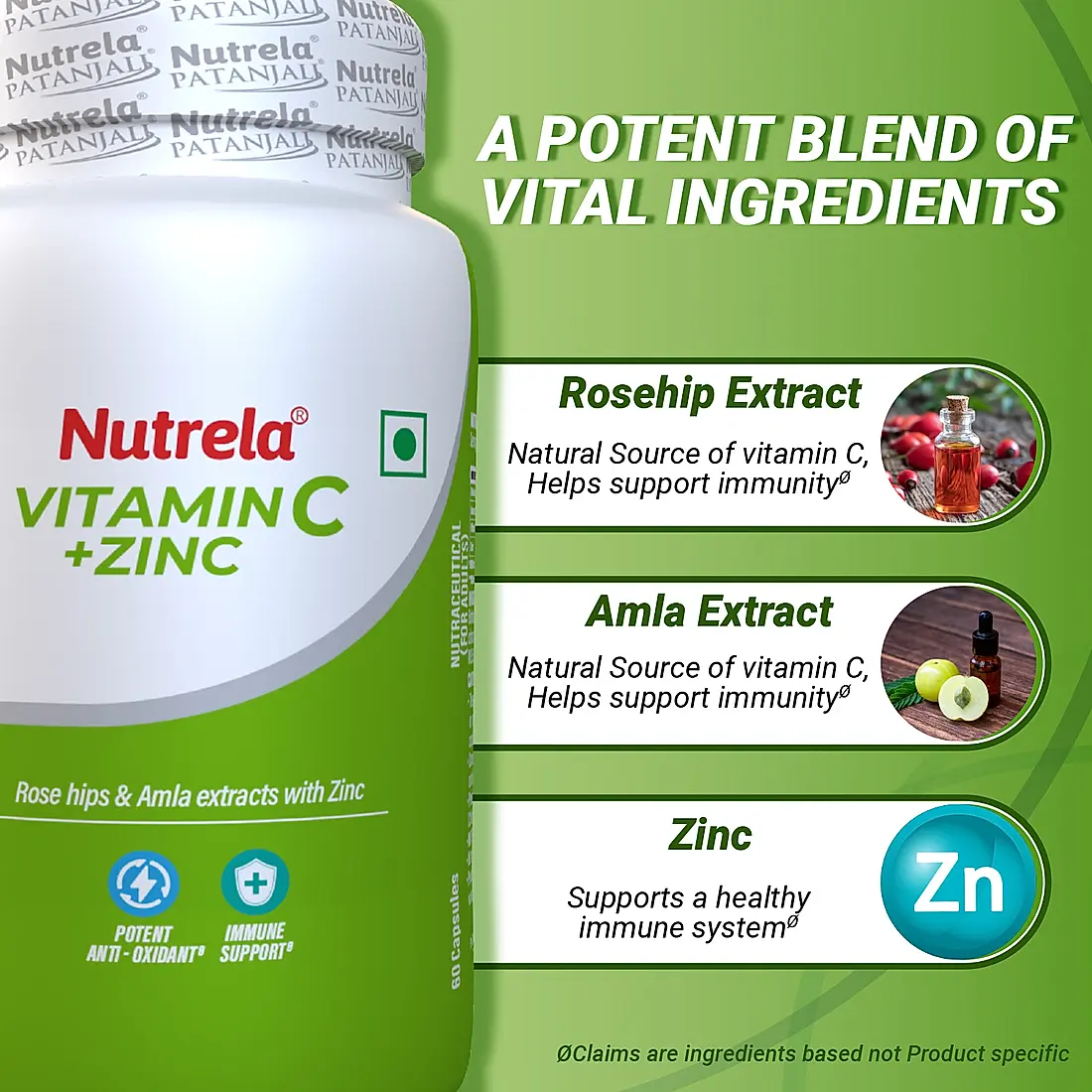 Patanjali Nutrela Vitamin C+ Zinc-60 Cap